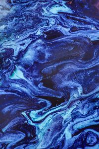 Превью обои краска, разводы, fluid art, абстракция, синий, блестки