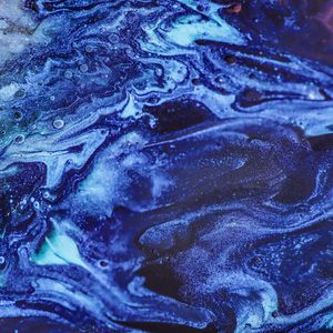 Превью обои краска, разводы, fluid art, абстракция, синий, блестки