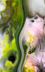 Превью обои краска, разводы, пятна, fluid art, абстракция, зеленый