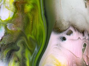 Превью обои краска, разводы, пятна, fluid art, абстракция, зеленый