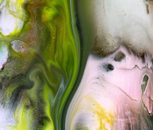 Превью обои краска, разводы, пятна, fluid art, абстракция, зеленый