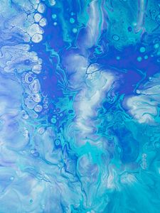 Превью обои краска, жидкость, fluid art, разводы, пятна, синий