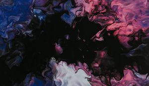Превью обои краска, жидкость, fluid art, разводы, разноцветный, черный