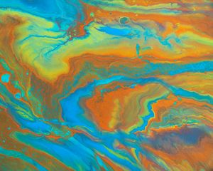 Превью обои краска, жидкость, fluid art, разводы, голубой, коричневый