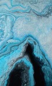 Превью обои краска, жидкость, fluid art, разводы, голубой, черный