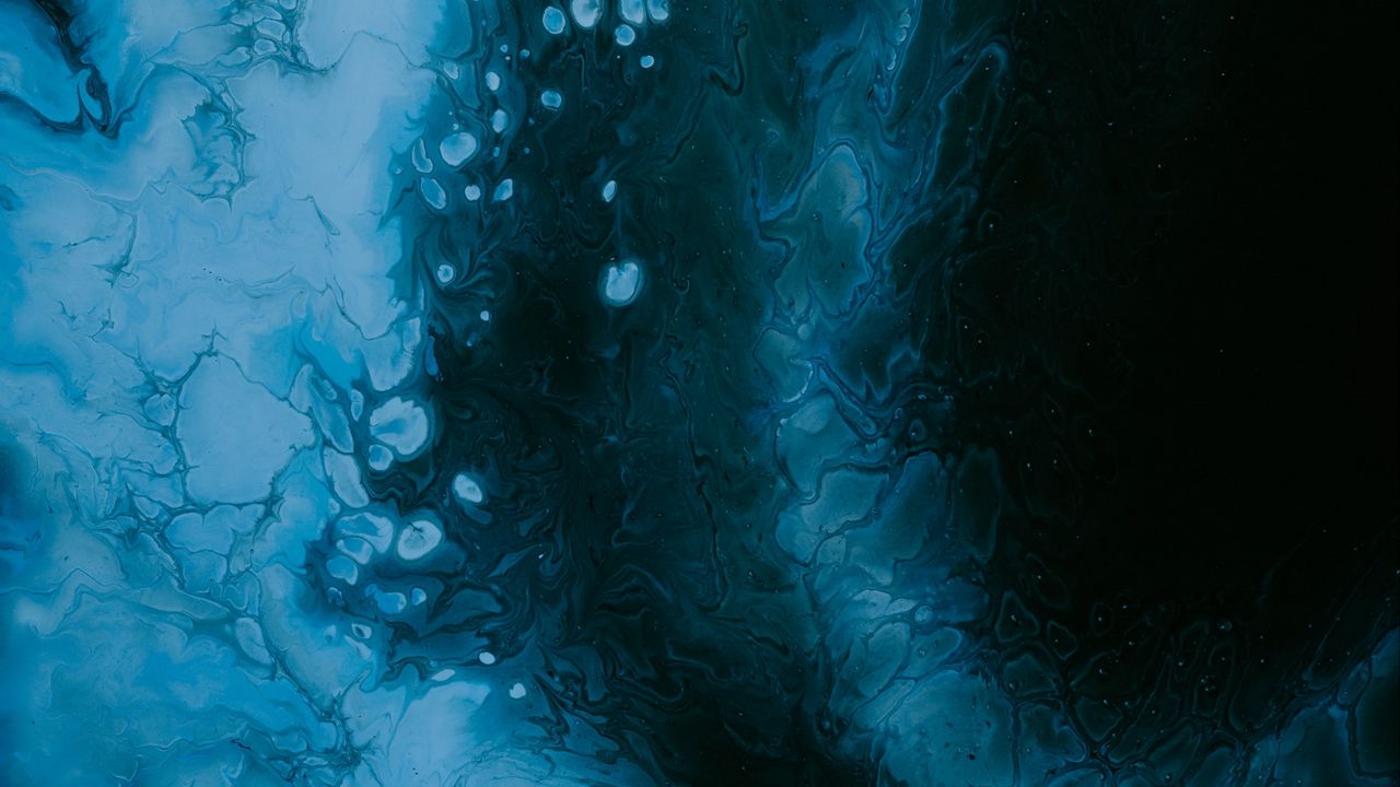 Обои краска, жидкость, fluid art, разводы, голубой, абстракция, пятна