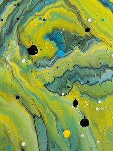 Превью обои краска, жидкость, fluid art, разводы, капли, желтый