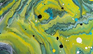 Превью обои краска, жидкость, fluid art, разводы, капли, желтый
