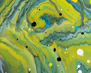 Превью обои краска, жидкость, fluid art, разводы, капли, желтый