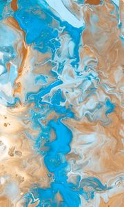 Превью обои краска, жидкость, fluid art, разводы, голубой, коричневый, искажение