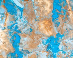 Превью обои краска, жидкость, fluid art, разводы, голубой, коричневый, искажение