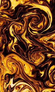 Превью обои краска, жидкость, fluid art, разводы, желтый, черный