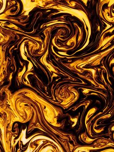 Превью обои краска, жидкость, fluid art, разводы, желтый, черный