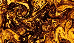 Превью обои краска, жидкость, fluid art, разводы, желтый, черный