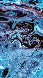 Превью обои краска, жидкость, fluid art, разводы, капли, синий