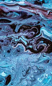 Превью обои краска, жидкость, fluid art, разводы, капли, синий