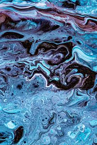 Превью обои краска, жидкость, fluid art, разводы, капли, синий