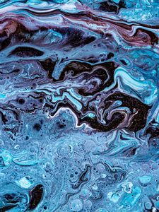 Превью обои краска, жидкость, fluid art, разводы, капли, синий