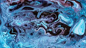 Превью обои краска, жидкость, fluid art, разводы, капли, синий