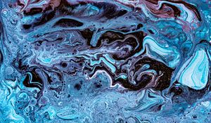 Превью обои краска, жидкость, fluid art, разводы, капли, синий