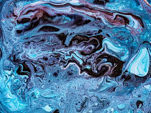 Превью обои краска, жидкость, fluid art, разводы, капли, синий