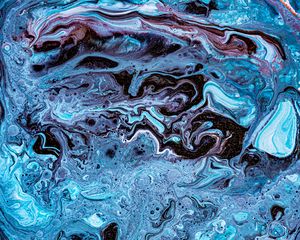 Превью обои краска, жидкость, fluid art, разводы, капли, синий