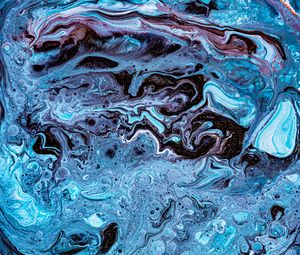 Превью обои краска, жидкость, fluid art, разводы, капли, синий