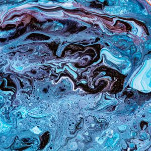 Превью обои краска, жидкость, fluid art, разводы, капли, синий
