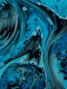 Превью обои краска, жидкость, fluid art, разводы, искажение, синий