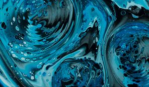 Превью обои краска, жидкость, fluid art, разводы, искажение, синий