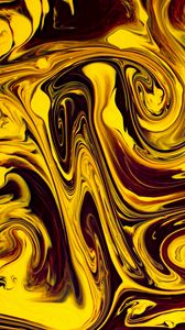 Превью обои краска, жидкость, fluid art, разводы, искажение, желтый