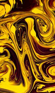 Превью обои краска, жидкость, fluid art, разводы, искажение, желтый