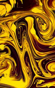 Превью обои краска, жидкость, fluid art, разводы, искажение, желтый