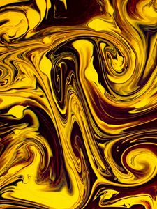 Превью обои краска, жидкость, fluid art, разводы, искажение, желтый