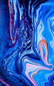 Превью обои краска, жидкость, fluid art, разводы, синий, арт