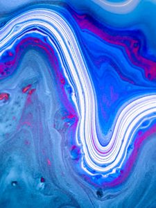 Превью обои краска, жидкость, fluid art, разводы, синий, линии
