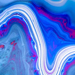 Превью обои краска, жидкость, fluid art, разводы, синий, линии
