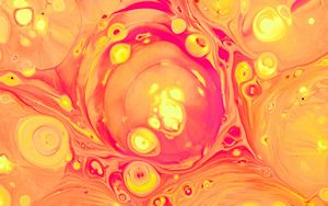 Превью обои краска, жидкость, fluid art, разводы, оранжевый, желтый