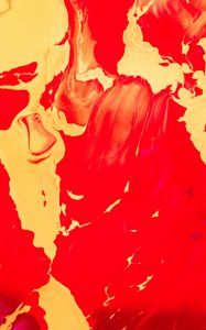 Превью обои краска, жидкость, fluid art, разводы, красный, желтый