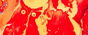 Превью обои краска, жидкость, fluid art, разводы, красный, желтый