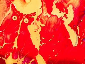 Превью обои краска, жидкость, fluid art, разводы, красный, желтый