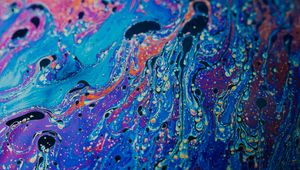 Превью обои краска, жидкость, разводы, fluid art, разноцветный, пятна