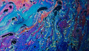 Превью обои краска, жидкость, разводы, fluid art, разноцветный, пятна