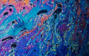 Превью обои краска, жидкость, разводы, fluid art, разноцветный, пятна