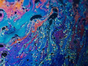 Превью обои краска, жидкость, разводы, fluid art, разноцветный, пятна