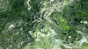Превью обои краска, жидкость, разводы, fluid art, абстракция, зеленый