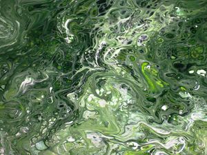 Превью обои краска, жидкость, разводы, fluid art, абстракция, зеленый
