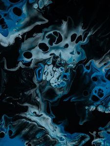 Превью обои краска, жидкость, разводы, пятна, fluid art, синий