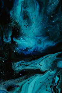 Превью обои краска, жидкость, разводы, синий, fluid art