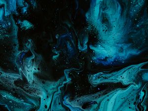 Превью обои краска, жидкость, разводы, синий, fluid art